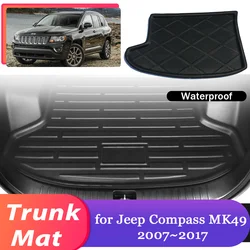 Car Trunk Mat for Jeep Compass MK49 2007~2017 2008 2009 Luggage Waterproof Cargo Pad Liner Boot Cover Part Carpet Accessories