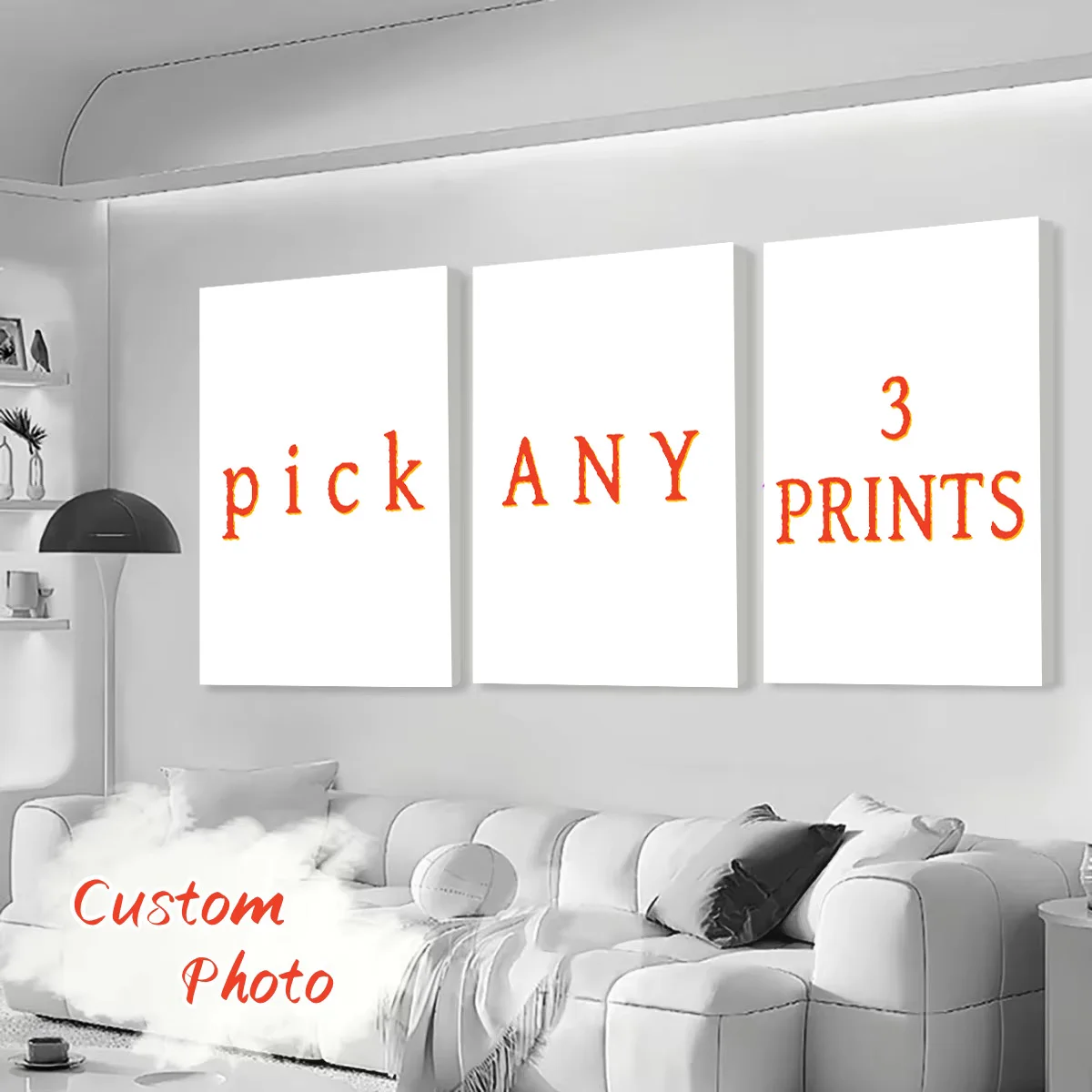 3pcs/set Custom Canvas Printing Personalized Photo Suitable for Family Life Pets Scenery Couple Weddings Home Decor Poster Gifts