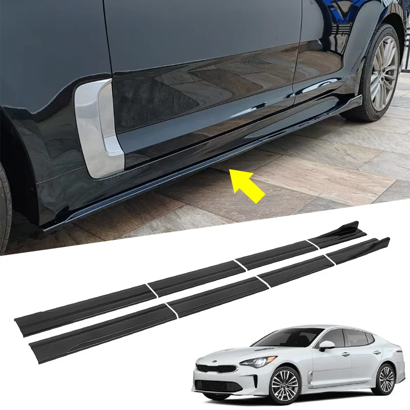 Akcesoria Kia Stinger - Listwy progowe, nakładki progowe, splittery, dyfuzory, body kit, czarny połysk, 8 sztuk, ABS