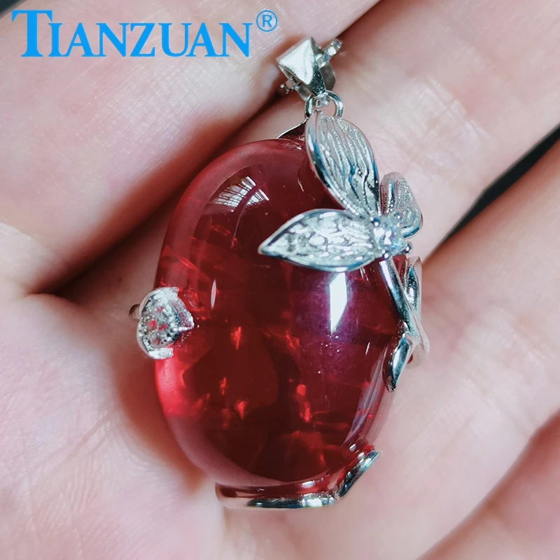 New Design Flower Wrapped Ruby Pendant 18x25mm 45ct Simulation Ruby Corundum for Pendant Necklace Fashion Jewelry