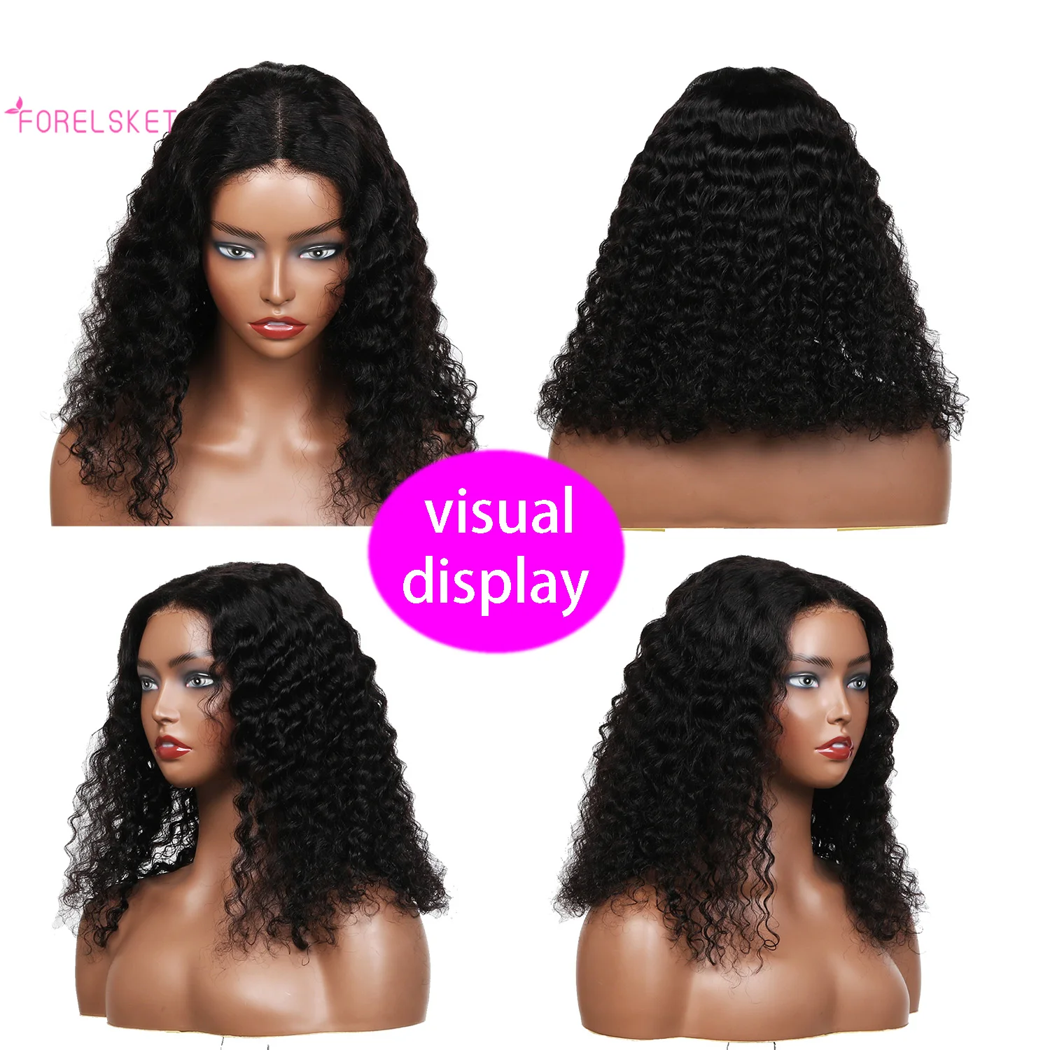 Bob Wig Human Hair Curly Glueless Bob Wig Kinky Curly 8x5 Lace Closure Wigs for Women 10A Unprocessed Pre Plucked with Baby Hair