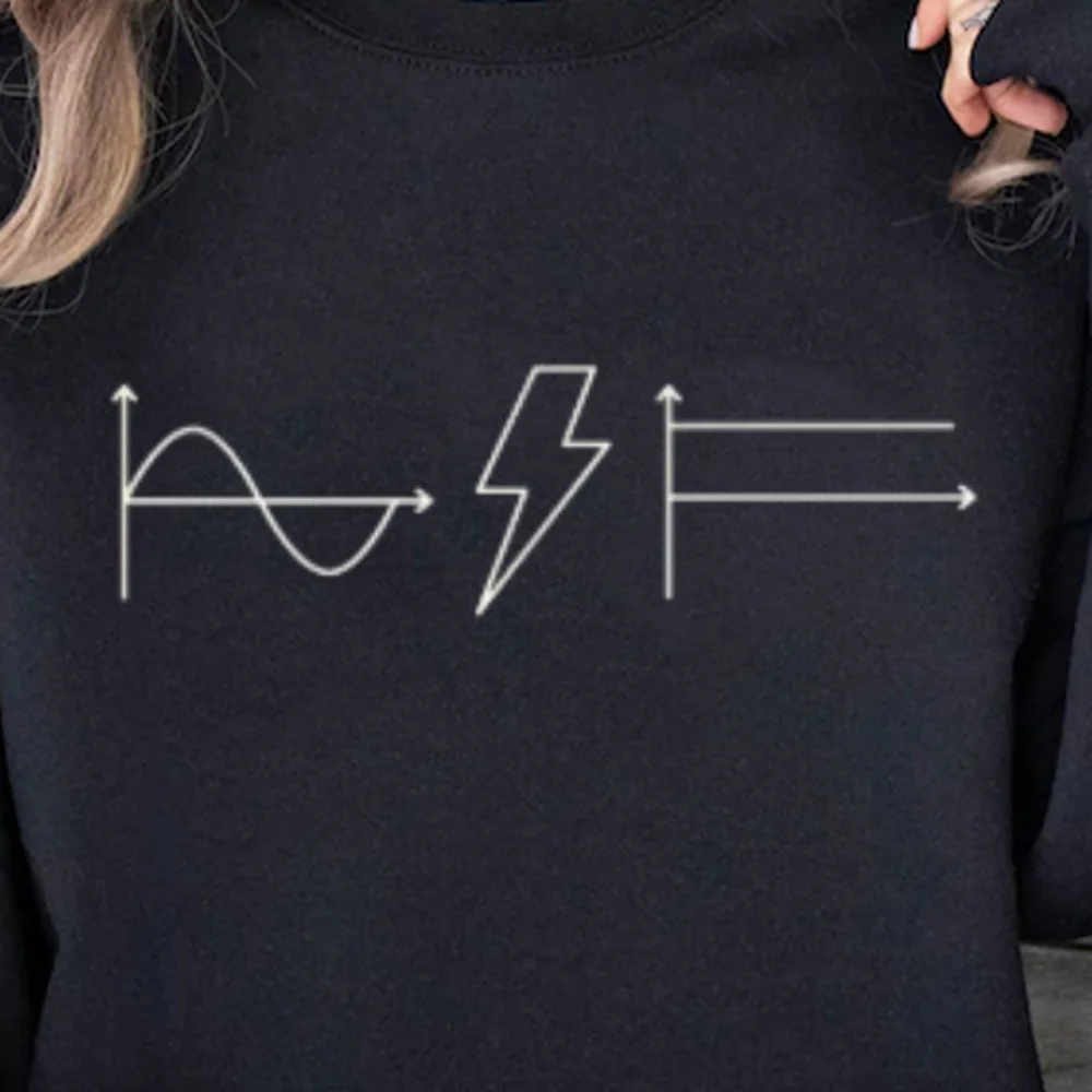 Minimalistisches Line Art Lightning Sweatshirt, kreatives Design, schlichtes ästhetisches, modernes, lässiges, lockeres, langärmliges, bequemes Oberteil