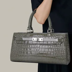 2024 New Premium Fashion Headlayer pelle bovina stampa coccodrillo borsa da donna portatile borsa da donna obliqua Straddle