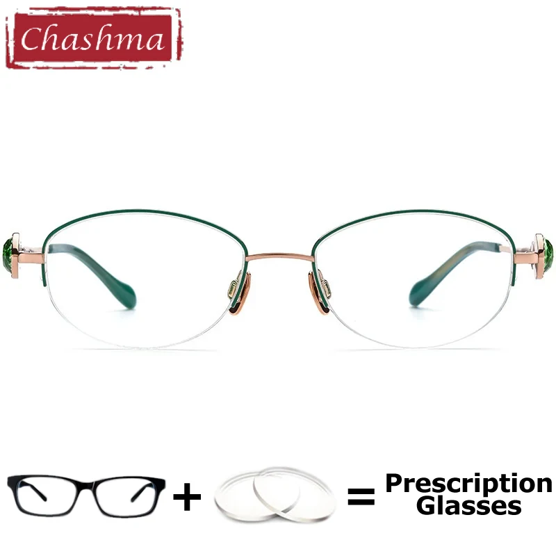 Chashma Prescription Glasses Diamond Eyeglasses High End Women Pure Titanium Anti Blue Block Progressive Multifocal Recipe Lens