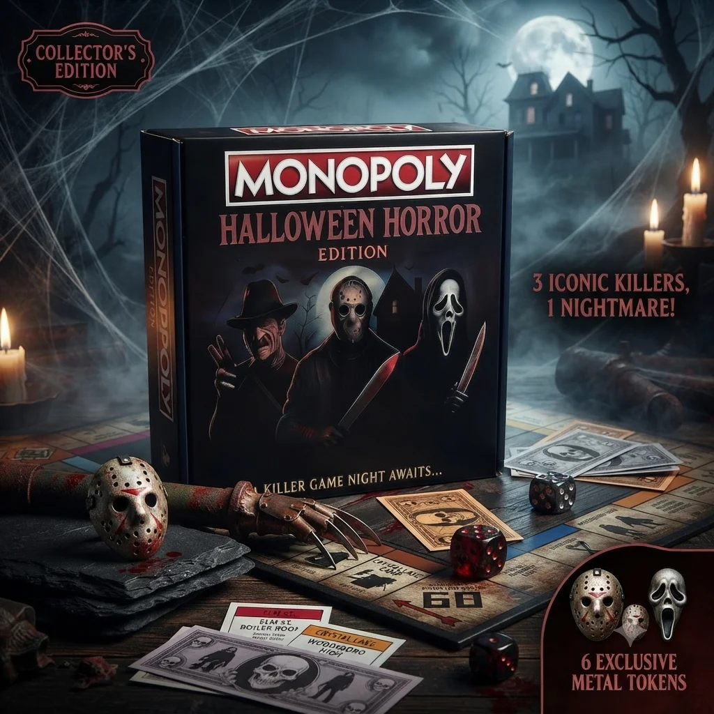 Halloween Horror Monopoly Board Game Horror Movie Killer Character Themed Desktop Game Adult Family Party Game Night Prop Collectible Gift for Horror Lovers view 5