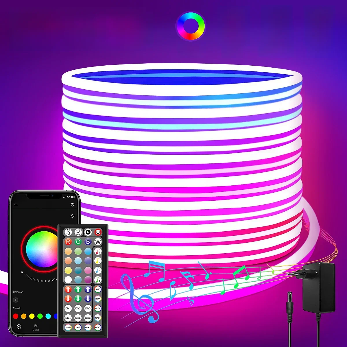 30M/20M Neonowa listwa świetlna Mexllex RGB z aplikacją i pilotem, zmiana koloru Wodoodporny tryb synchronizacji muzyki do sypialni na zewnątrz Decro — zdjęcie 2