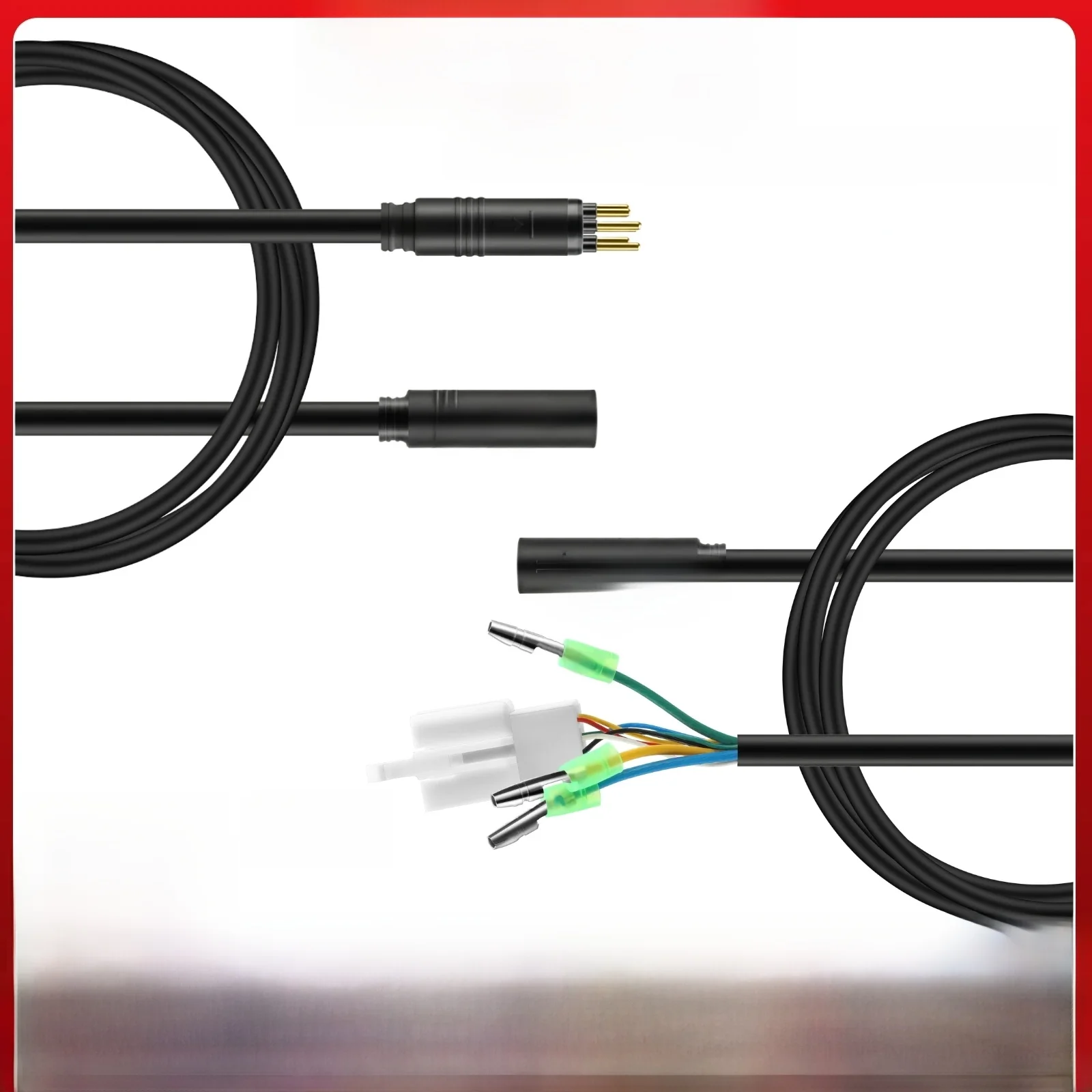 AliExpress 9-pin E-Bike Hub Motor Extension Cable – Female to Male Connector (60/120cm) , Golden & SM Type Available