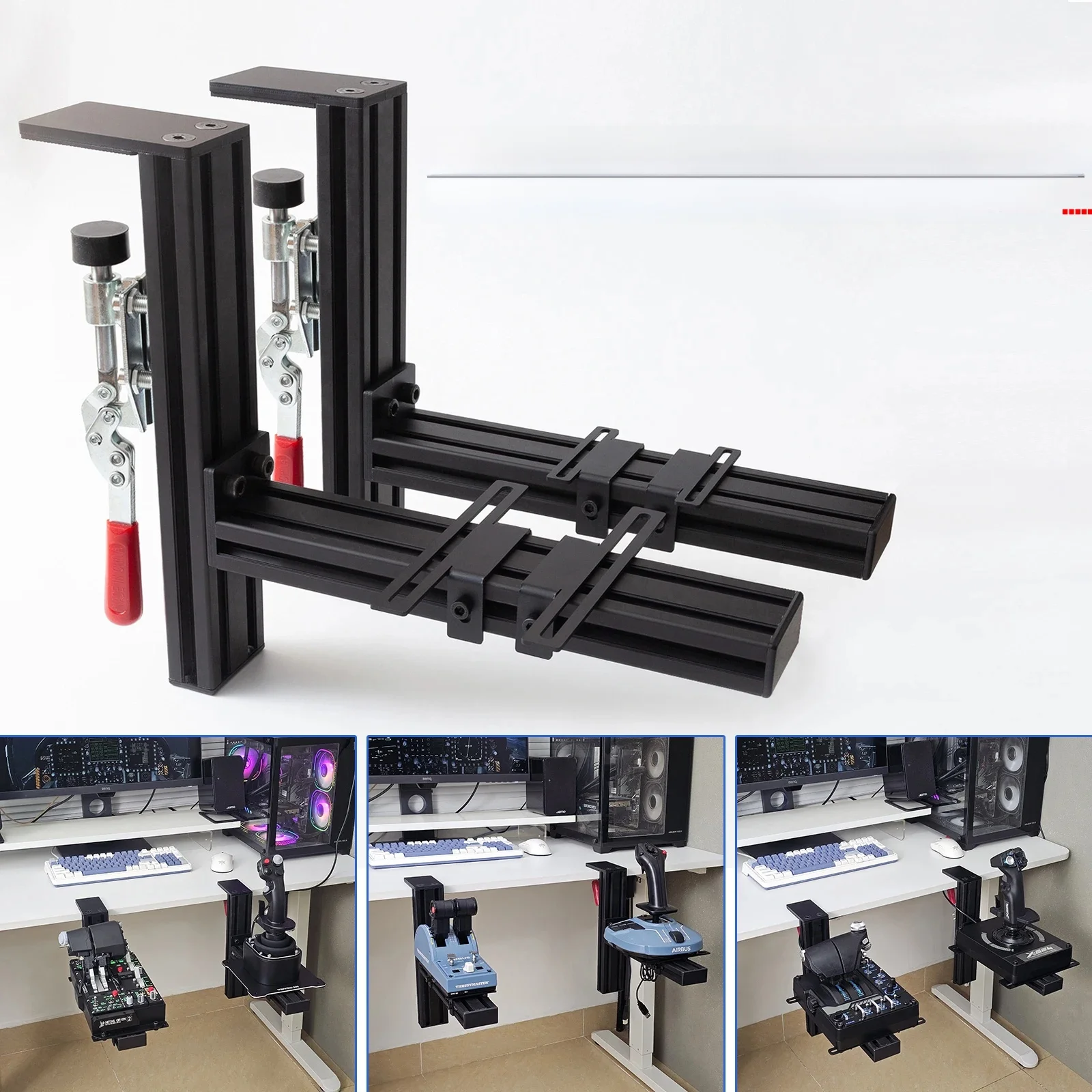 Joystick symulatora lotu drążek przepustnicy uchwyt montażowy na biurko dla Logitech X56 X55 X52 Thrustmaster T16000M TCA VKB WINWING — zdjęcie produktu 7
