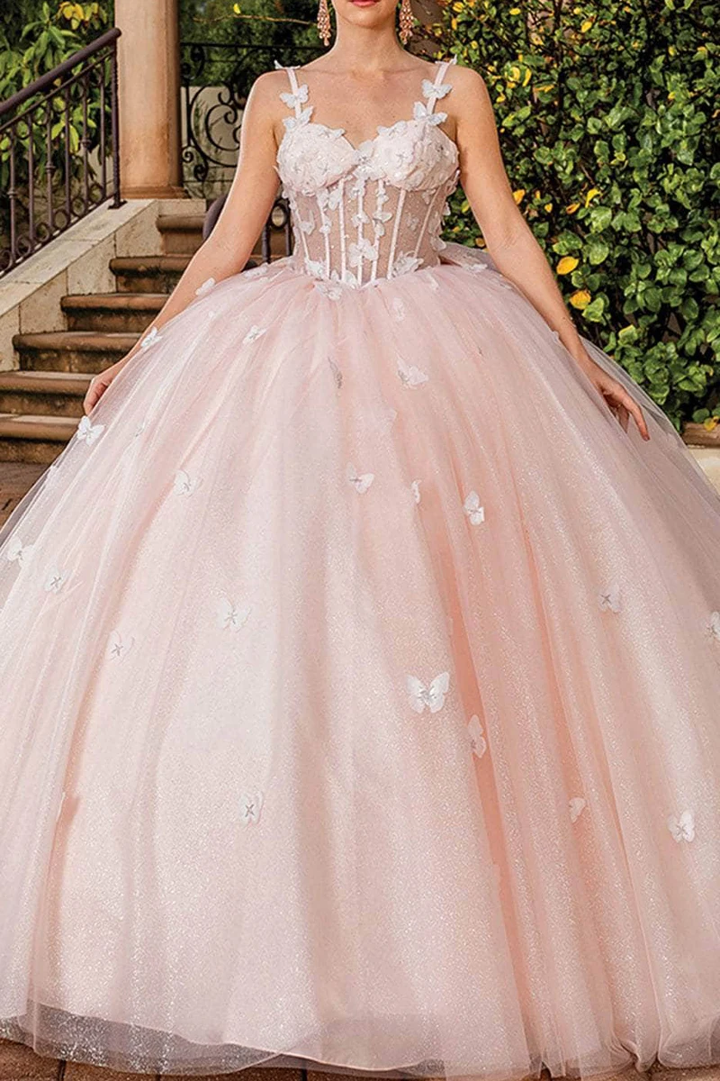 Spaghetti Straps Sweetheart Quinceanera Dresses With Appuliques Ball Gown Adult Graduation Party Dress for Women