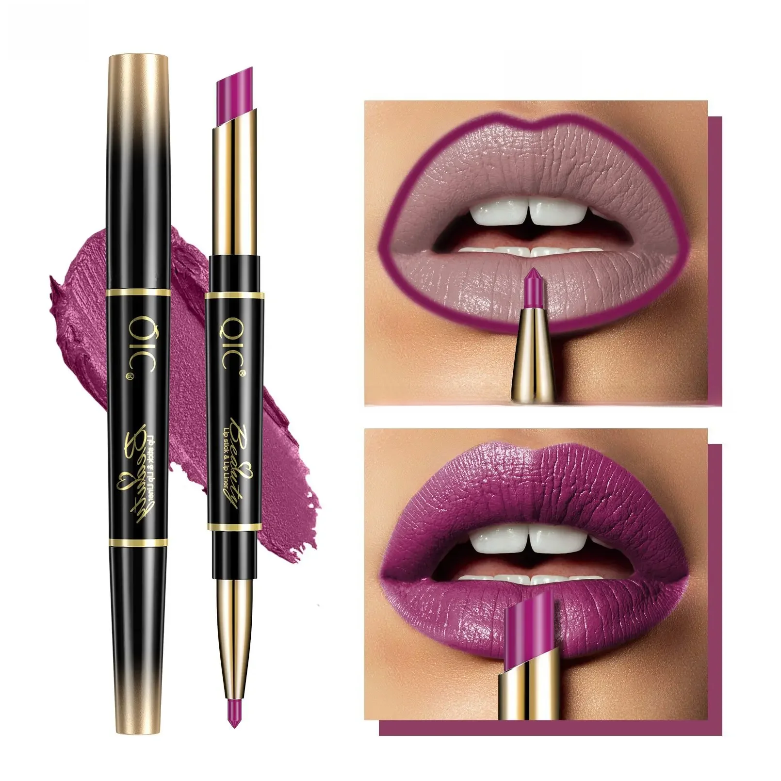 Crayon à lèvres 2 en 1, imperméable, couleur chair, mat, rouge, Sexy, longue durée, Double extrémité, maquillage, cosmétiques pour femmes