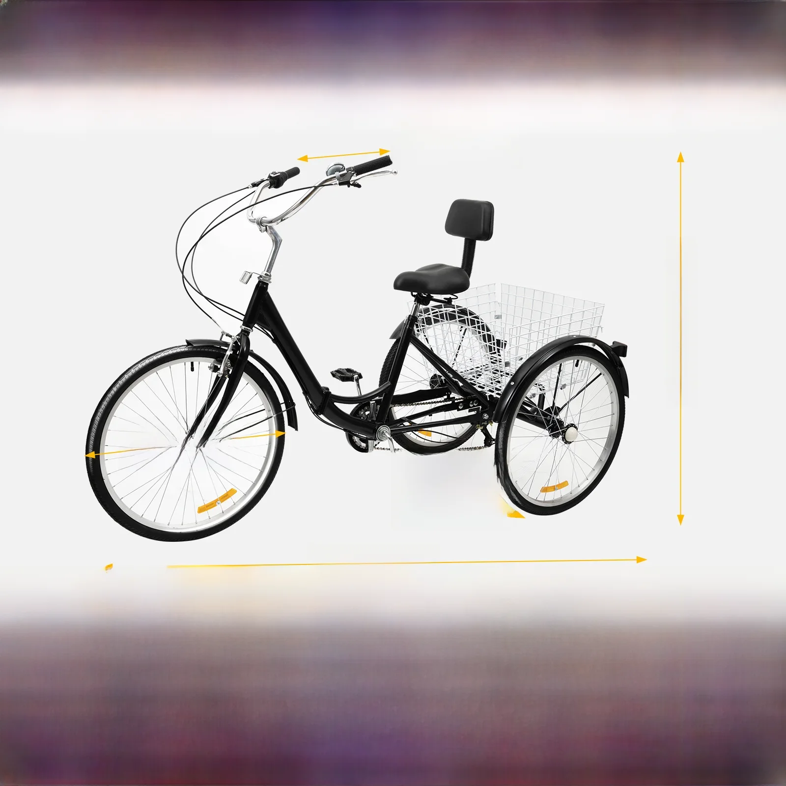 AliExpress UK 24-Inch 7-Speed Tricycle Bike with Backrest Portable Foldable Bicycle Adjustable Seat Rear Folding