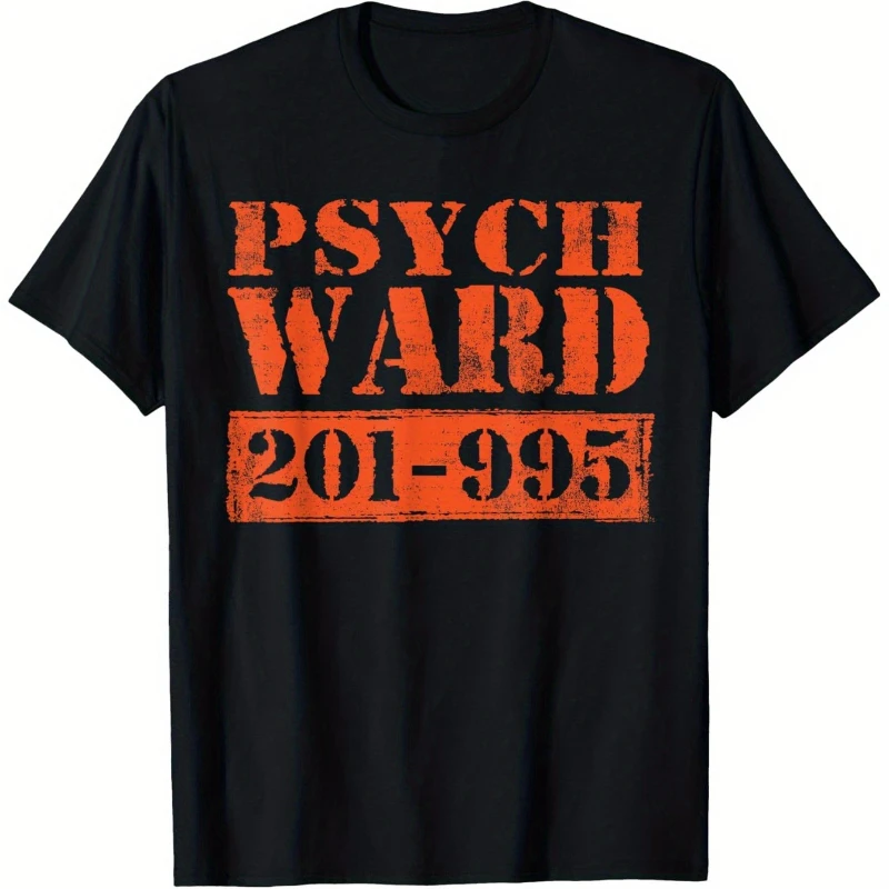 

Psych Ward" Graphic Black T-Shirt Funny Halloween Costume Casual Sportswear Pure Cotton Lightweight 200g Round Neck Sizes S-5XL