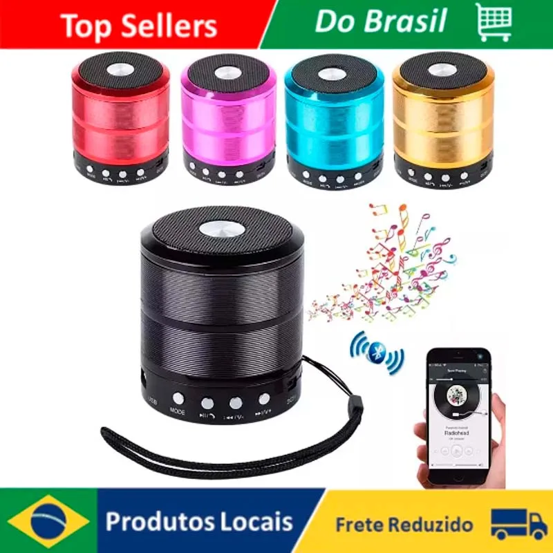 DAFUSHOP Mini Caixinha Som 887 Bluetooth Portátil USB Mp3 SD CARD P2 Rádio Fm Portátil V5 Speaker Música Compacto Cores