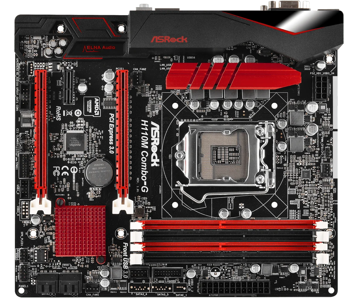 Imagem -03 - Asrock-placa-mãe H110 Lga 1151 Ddr4 64gb Suporte I56500 I57500 I3-6300 G3930 Vga Atx