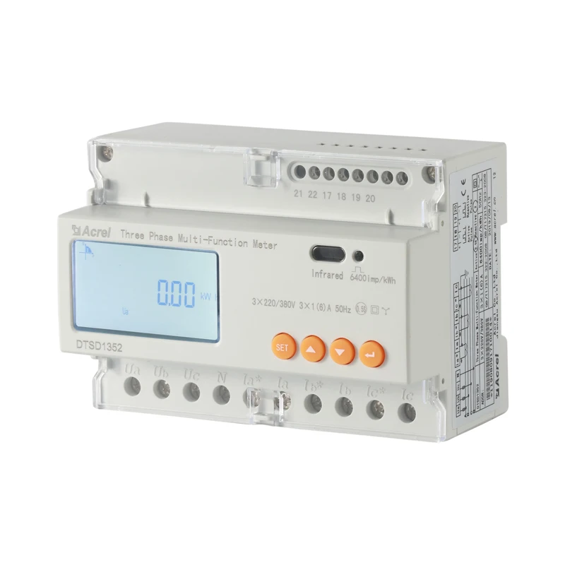 three 3 phase din-rail multi kwh watt hour electronic energy power meter / wattmeter ACREL ADL3000-E