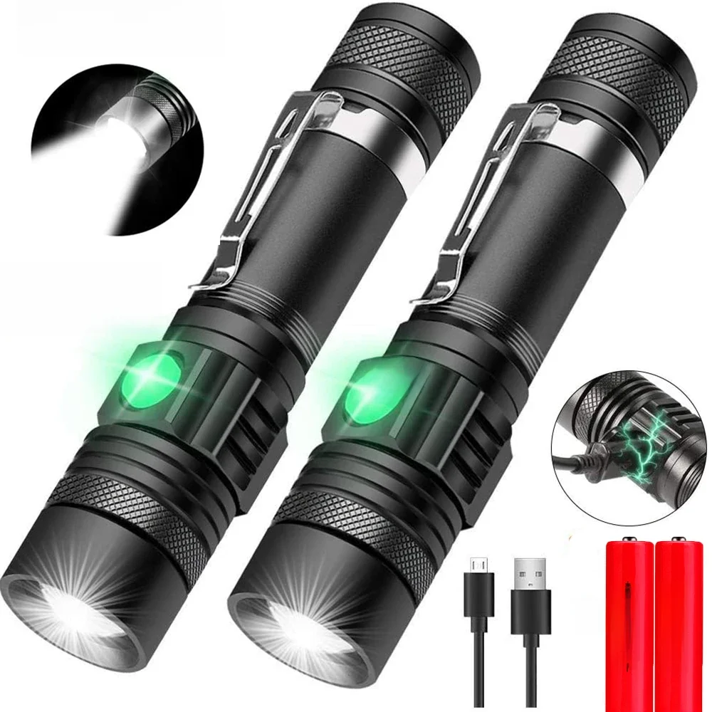 AliExpress POCKETMAN Pocketman LED Flashlights USB Rechargeable Flashlight Bicycle Torch Outdoor Waterproof Flashlight Zoom Torch