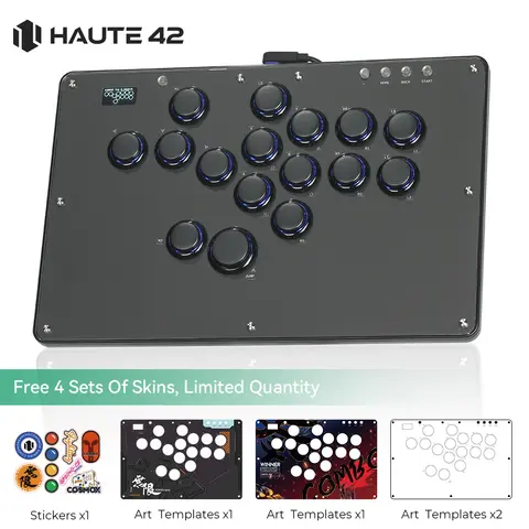 Haute42 파이트스틱 조이스틱 아케이드 히트박스 단추 림 레버리스 컨트롤러, PC, PS4, PS5, 스위치 제어 아케이드 스틱 컨트롤러
