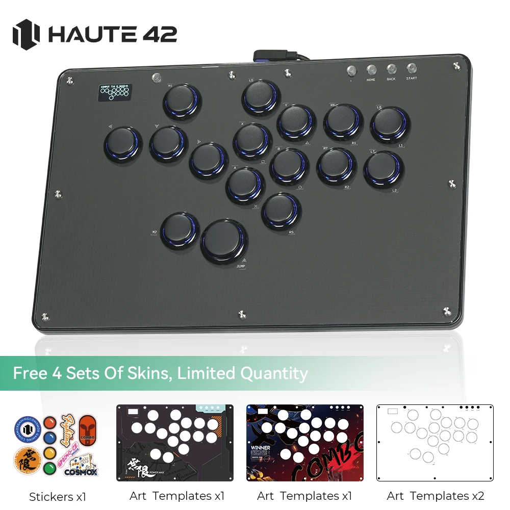 Haute42 FightStick Joystick Arcade Hitbox Button Rim Leverless Controller For PC/PS4/PS5/Switch Control Arcade Stick Controller 