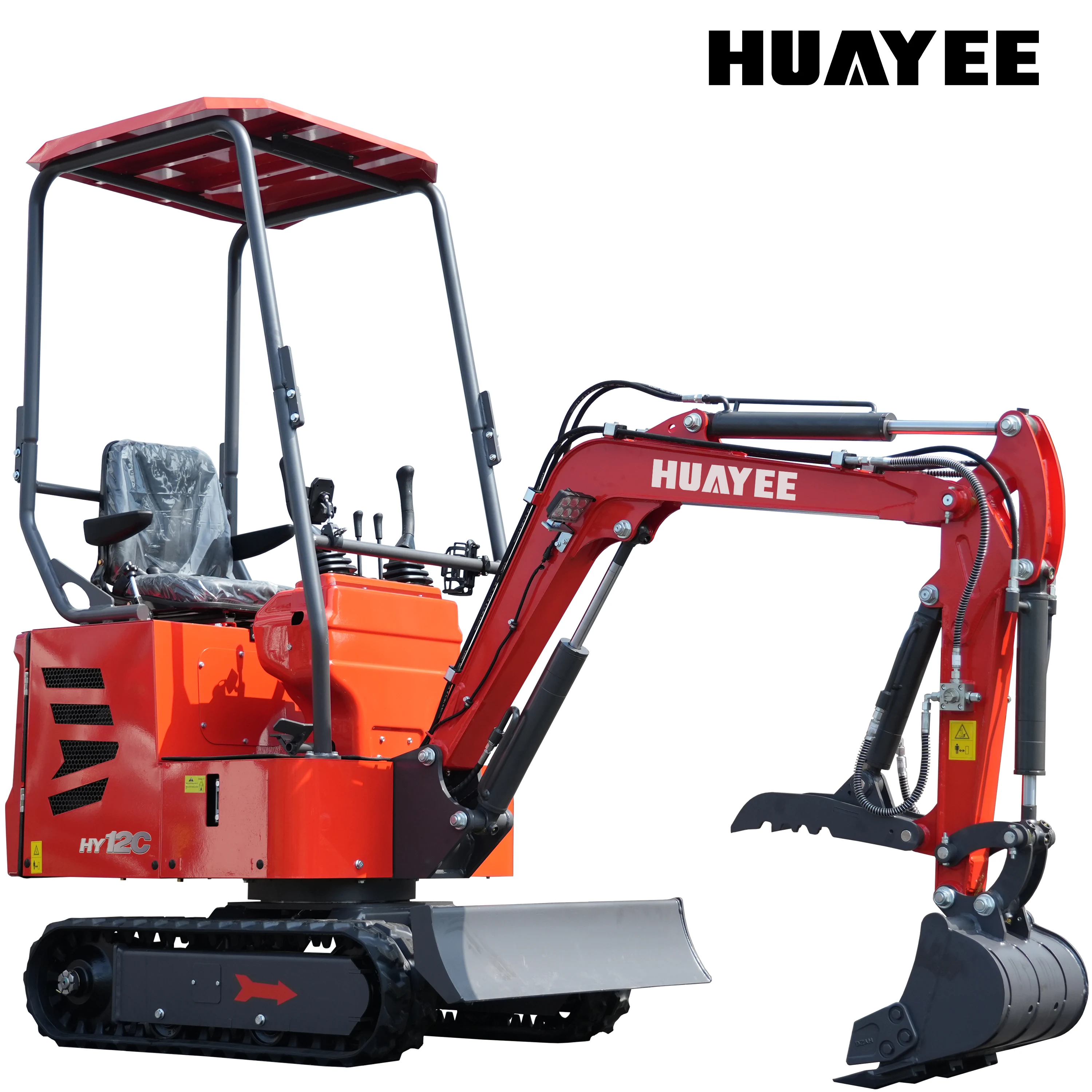 Miniexcavadora sobre orugas - con pulgar hidráulico para jardines, granjas, huertos y construcción - Envío gratis