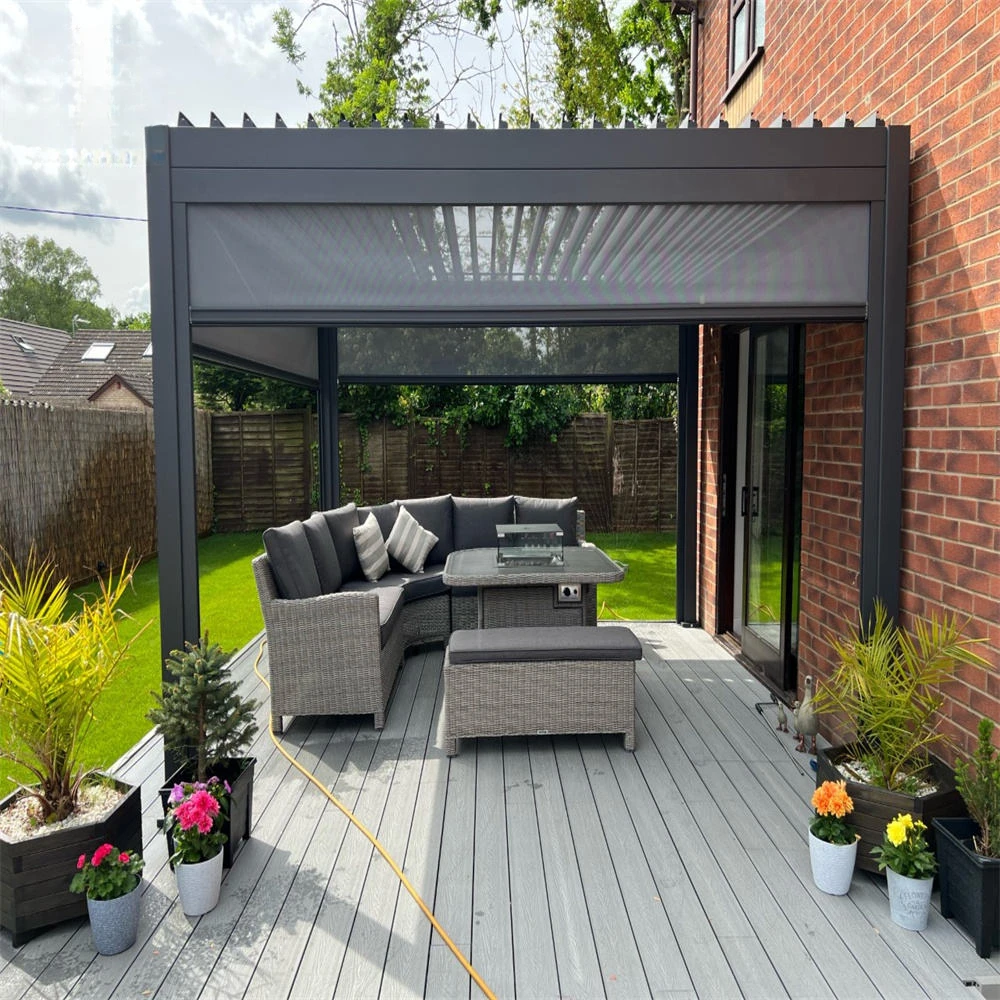 aluminum pergola with retractable screen bioclimatic pergola motorized retract