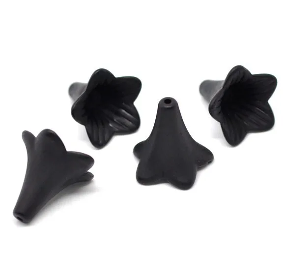 DoreenBeads 50 قطعة الأبيض زنبق زهرة Frostedb شفافة الاكريليك فضفاض الخرز لصنع المجوهرات DIY سوار قلادة 22x22mm