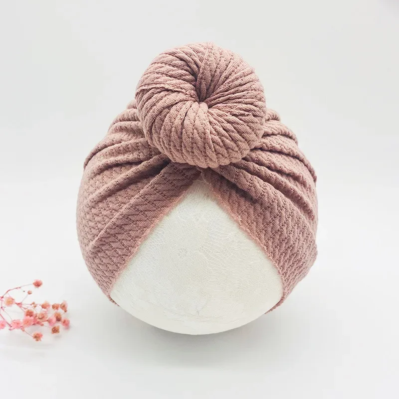 Solid Color Knotted Beanie for Baby Girls Large Bow Turban Infant Beanies kids Thick Warm Outdoor Bonnet Caps Boys Winter Hat