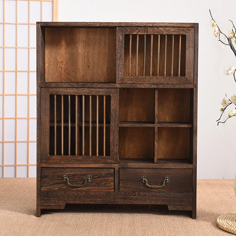 Tea leaf tea set cabinet shelves solid wood multi-layer display cabinet Bo Gu rack tableware storage storage area