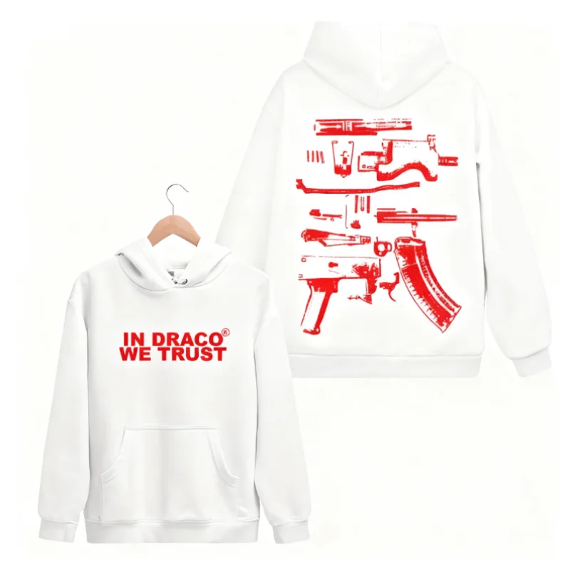 في دراكو نحن نثق 2 الجانبين الأحمر الجرافيك هوديي للرجال أو للنساء للجنسين نمط 100% كنزة صوفية قطنية/بلوزة قطنية للجنسين هوديي