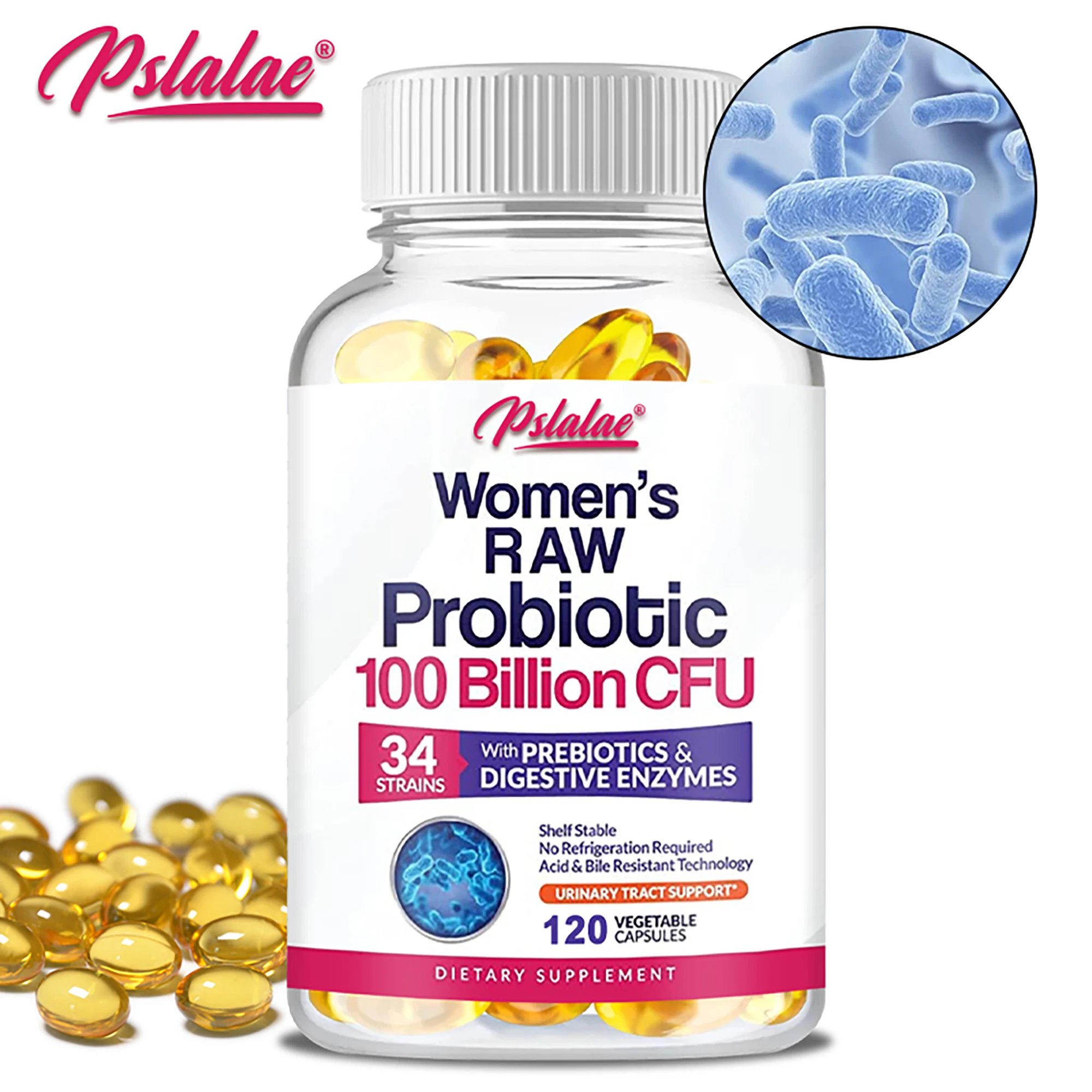 Raw Probiotics for Women - with Prebiotics, Digestive Enzymes - Promotes Nutrient Digestion and Gut Health - 120 Capsules