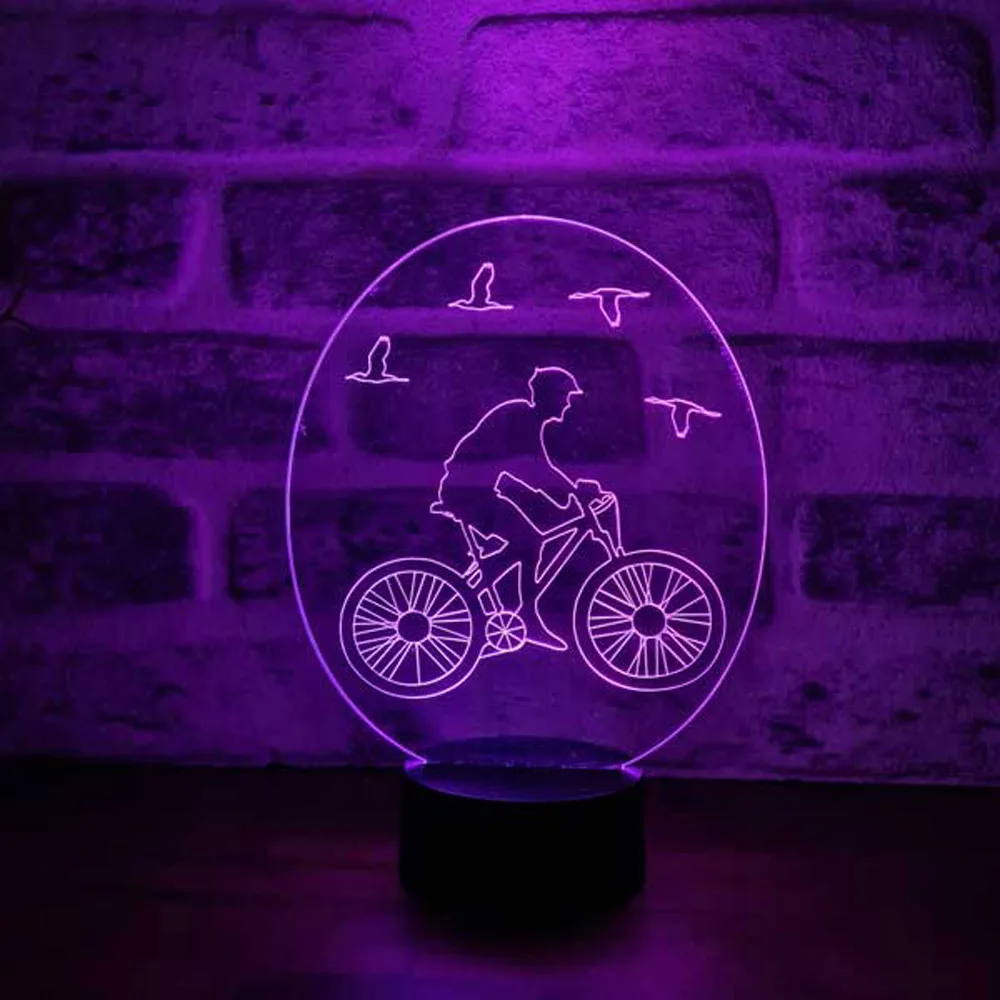 Bicycle and Birds 3D Illusion Acrylic LED Night Light Xmas Christmas Party Decoration Wedding Decoration Kids Room Gift Idea