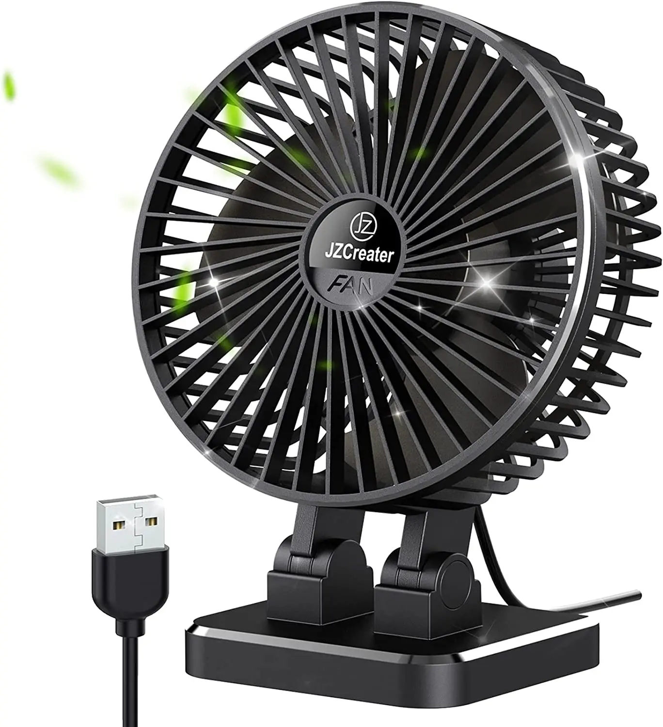 USB desktop fan, mini silent fan 13cm, 3-speed adjustable desktop table cooling fan in a single button, strong wind rotation, mini fan, non-rechargeable