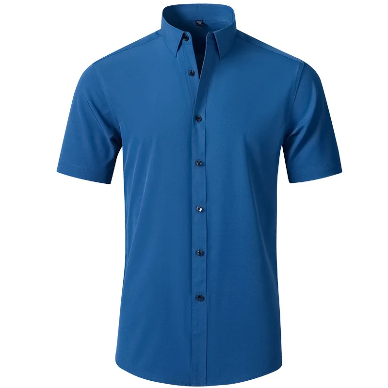 

LH052 Summer four-sided stretch shirt men's short sleeves, no ironing, men's solid color, European size, men's shirt