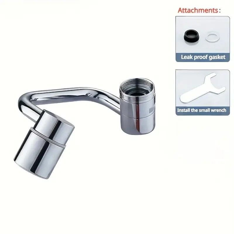 Kitchen Faucet Extender 1pc 1080° Swivel Stainless Steel Universal Splashproof Dual Mode Bathroom Sink Accessories with Adapter