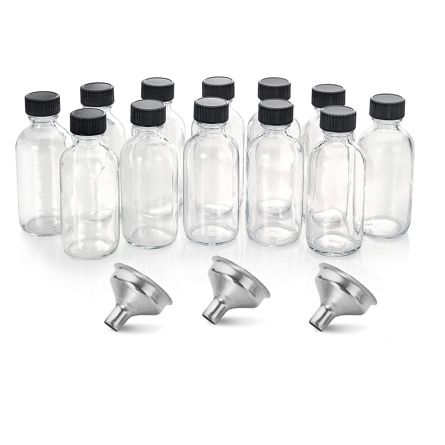 

Small Clear Glass Bottles with Lids -Boston Round Sample Bottles for Juice, Whiskey, Liquids Mini Travel Bottles, NO Leakage