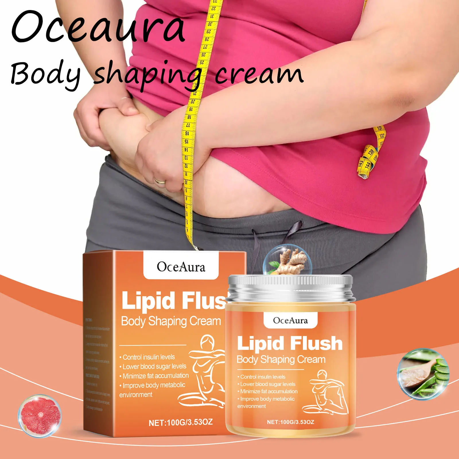 

Oceaura Body Shaping Cream Herbal Formula Enhance Skin Firmness Weight Loss Moisturizing Skin Non-greasy Body Fat Burning Cream