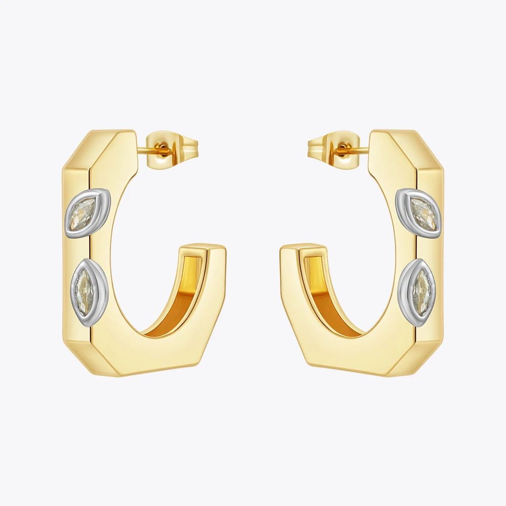 

ENFASHION Aretes De Mujer Polygon Stud Earrings With Zircon For Women's 18K Gold Plated Fashion Jewelry Cocktail Gift E241651