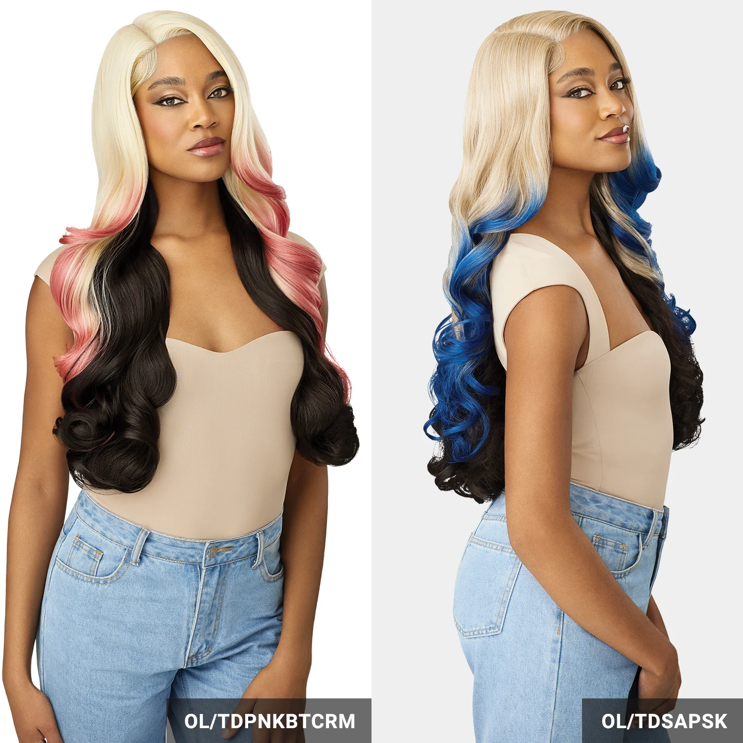 Outre HD Lace Front Peruca Sintética Sem Cola Color Bomb Birkley