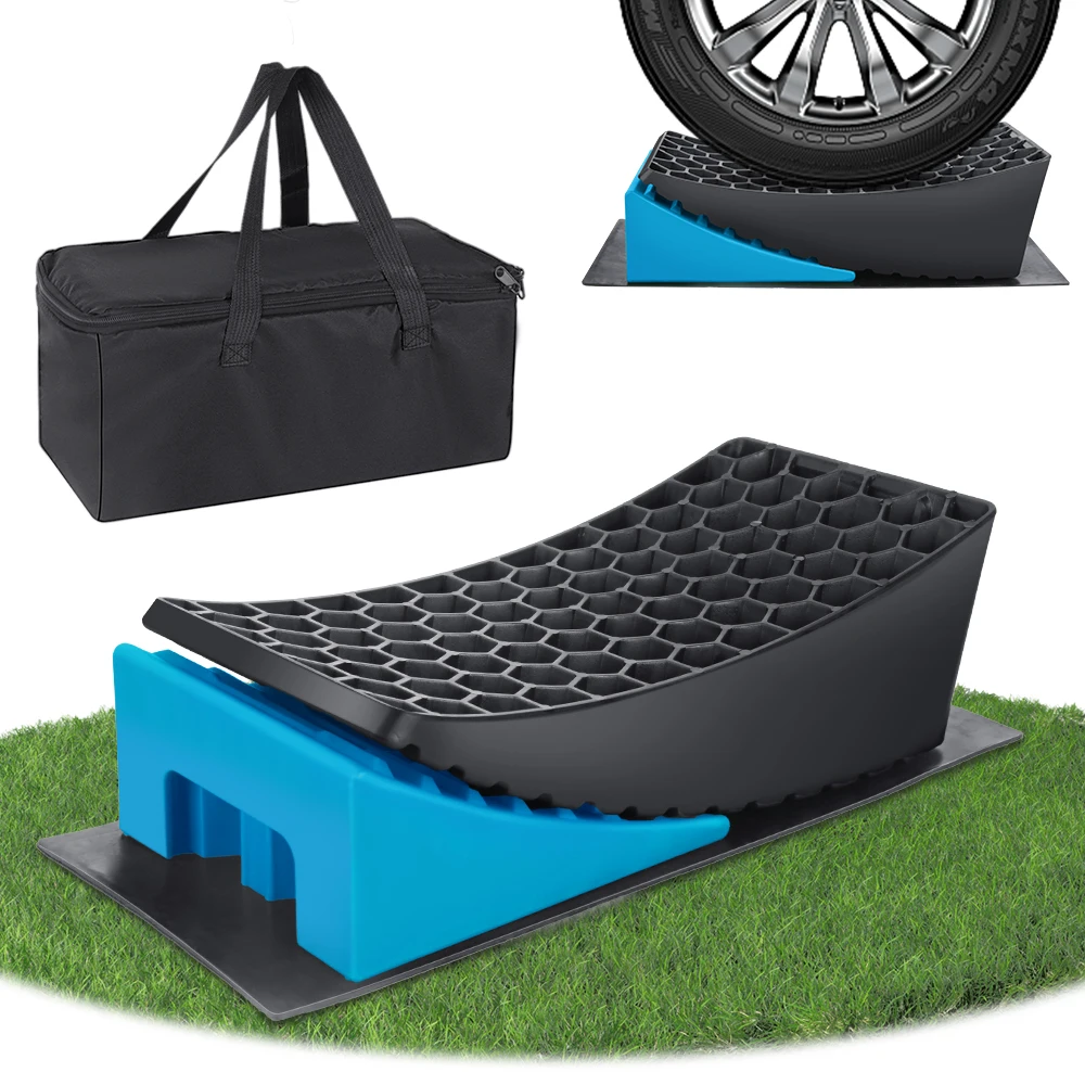 Wielblokken voor campers, maximaal houdvermogen, voor caravans en aanhangwagens, geen zinken effect, set van 2 inclusief draagtas - afbeelding 2