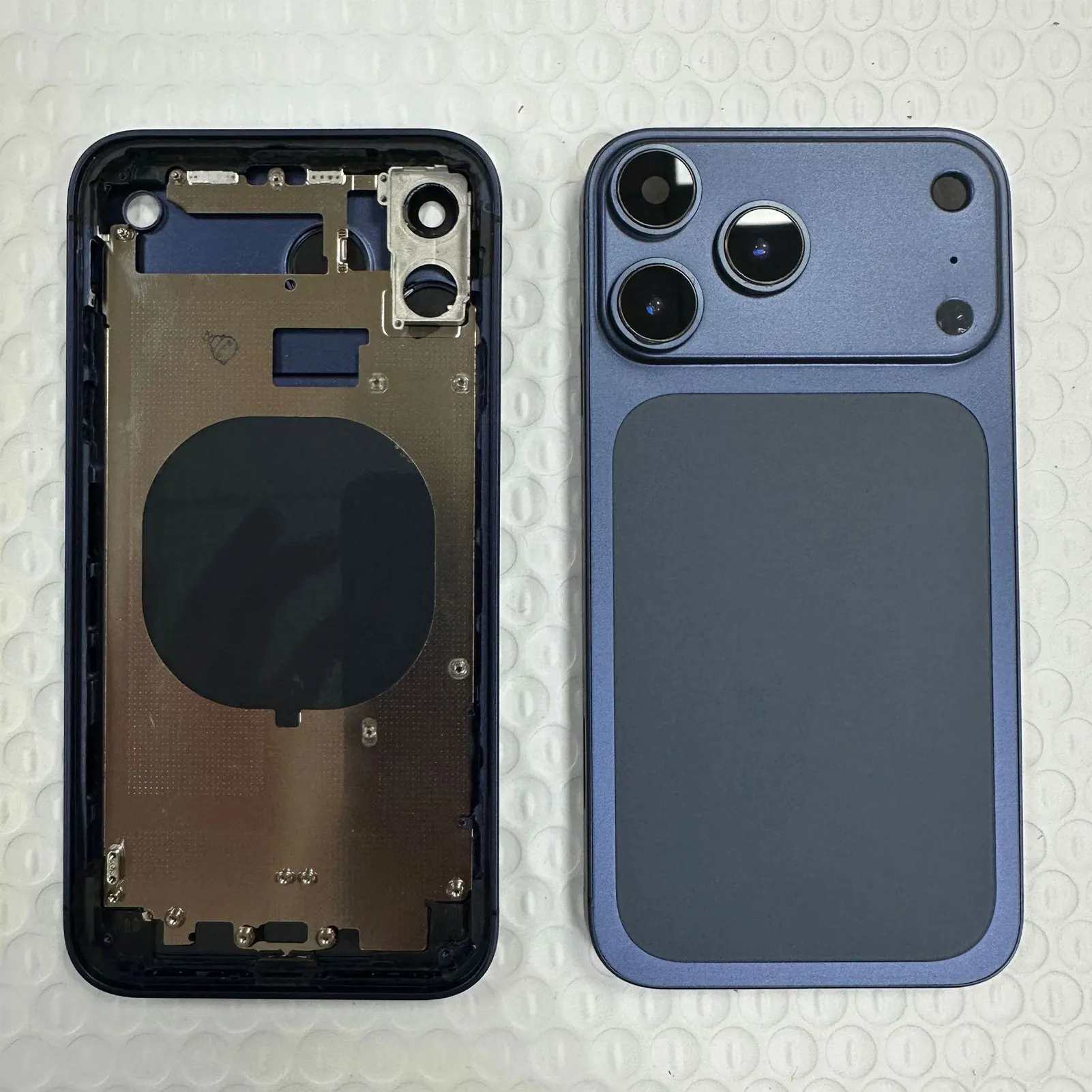 iPhone XR to 17 Pro Glass Back Cover Orange White Dark Blue