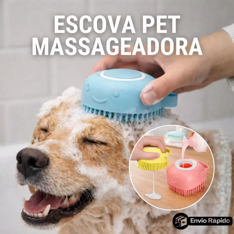 Esponja Para Banho de Silicone com Dispenser Massageador  Sabonete Liquido Infantil Pet Crianças