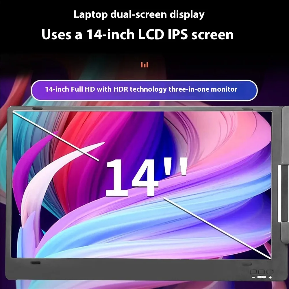 14 "monitor retroiluminado lcd portátil hd dupla tela tripla fhd ips série de jogos sub extensor notebook tela de expansão para computador