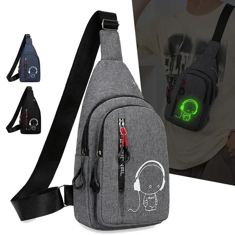Bolsa de peito masculina 2024 nova moda casual bolsa de ombro masculino mão crossbody coreano