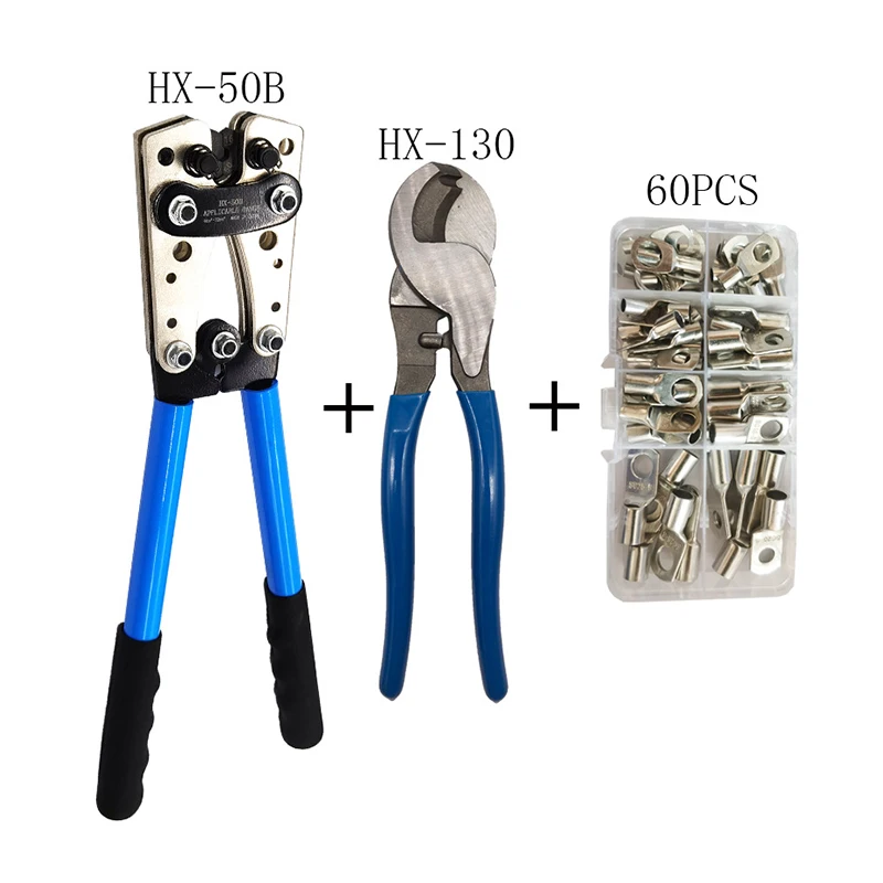 Cold-pressed terminal crimping pliers HX-50B large copper-aluminum nose bare terminal cable cutter set crimping pliers