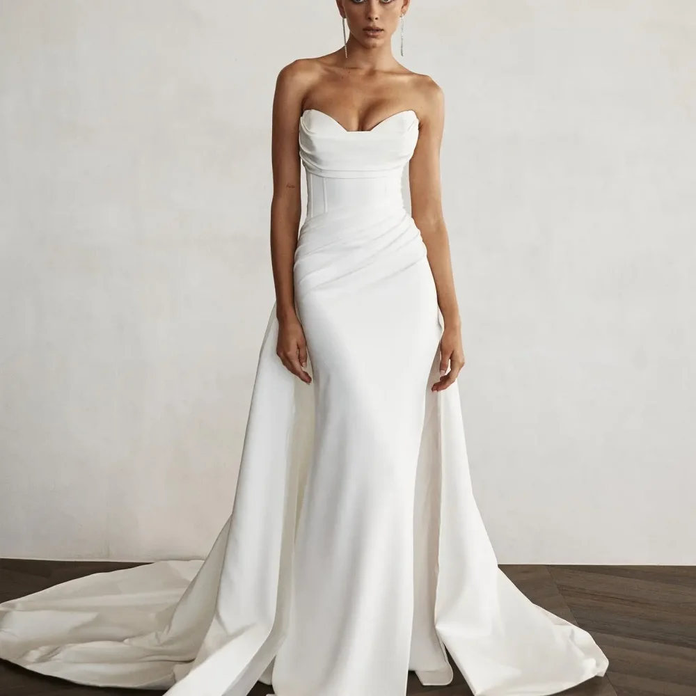 JEHETH Sexy Backless Satin Wedding Dress Mermaid Sweetheart Bridal Dress Floor-Length Simple Sleeveless Vestidos De Novia 2024