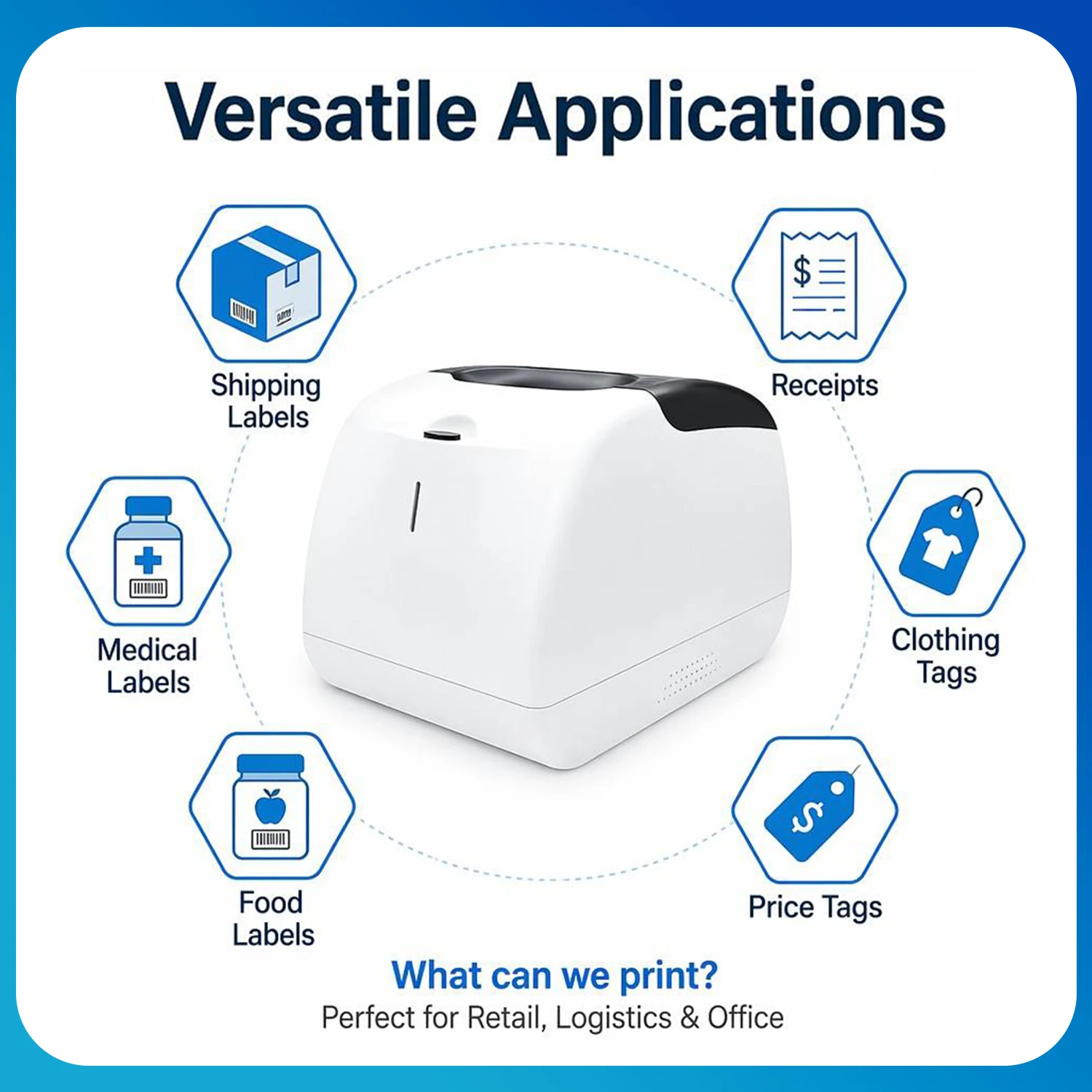CloudApex L80G 72mm Desktop Thermal Label Receipt Printer Bluetooth USB  Barcode Printer for Windows Android iOS Phone