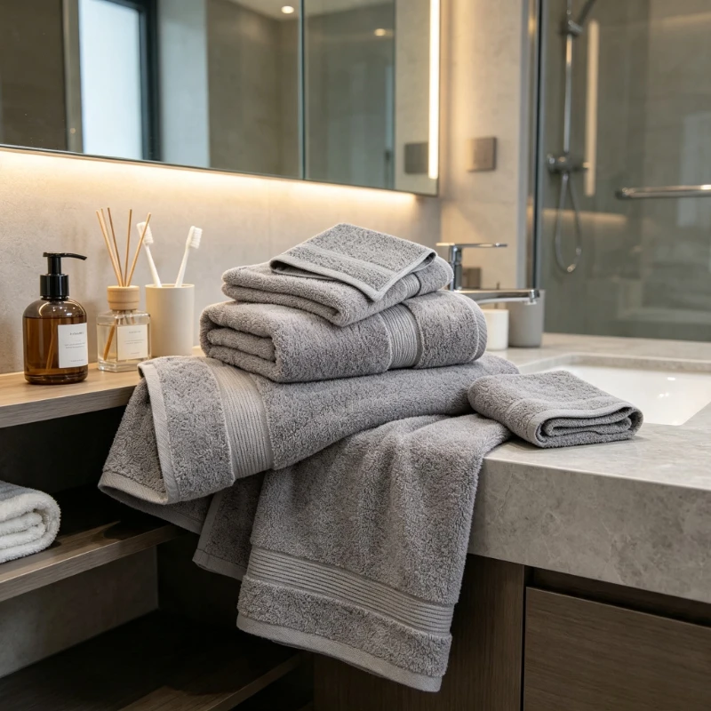 Serviettes d'invités multi-usages 100 % coton filé en anneau, respectueuses de la peau, certifiées OEKO-TEX, lavables en machine, résistantes à la décoloration, avec boucle de suspension pour la maison et le commerce