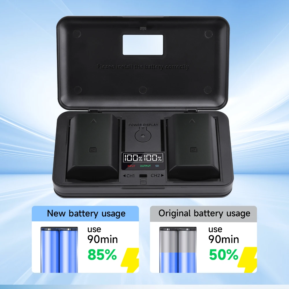 NP-FZ100 NPFZ100 NP FZ100 Battery + Storage Case Charger for Sony A6600 A6700 A7m3 A9 A7R III A7 III A9R 9S A9S A7R3 7RM3 ZV-E1