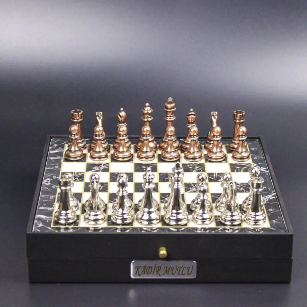 Personalized Bronze Classic Chess Set Chess Figures Board Game New Home Gift Gift for Friend, Dad Birthday Gift Kids Gift