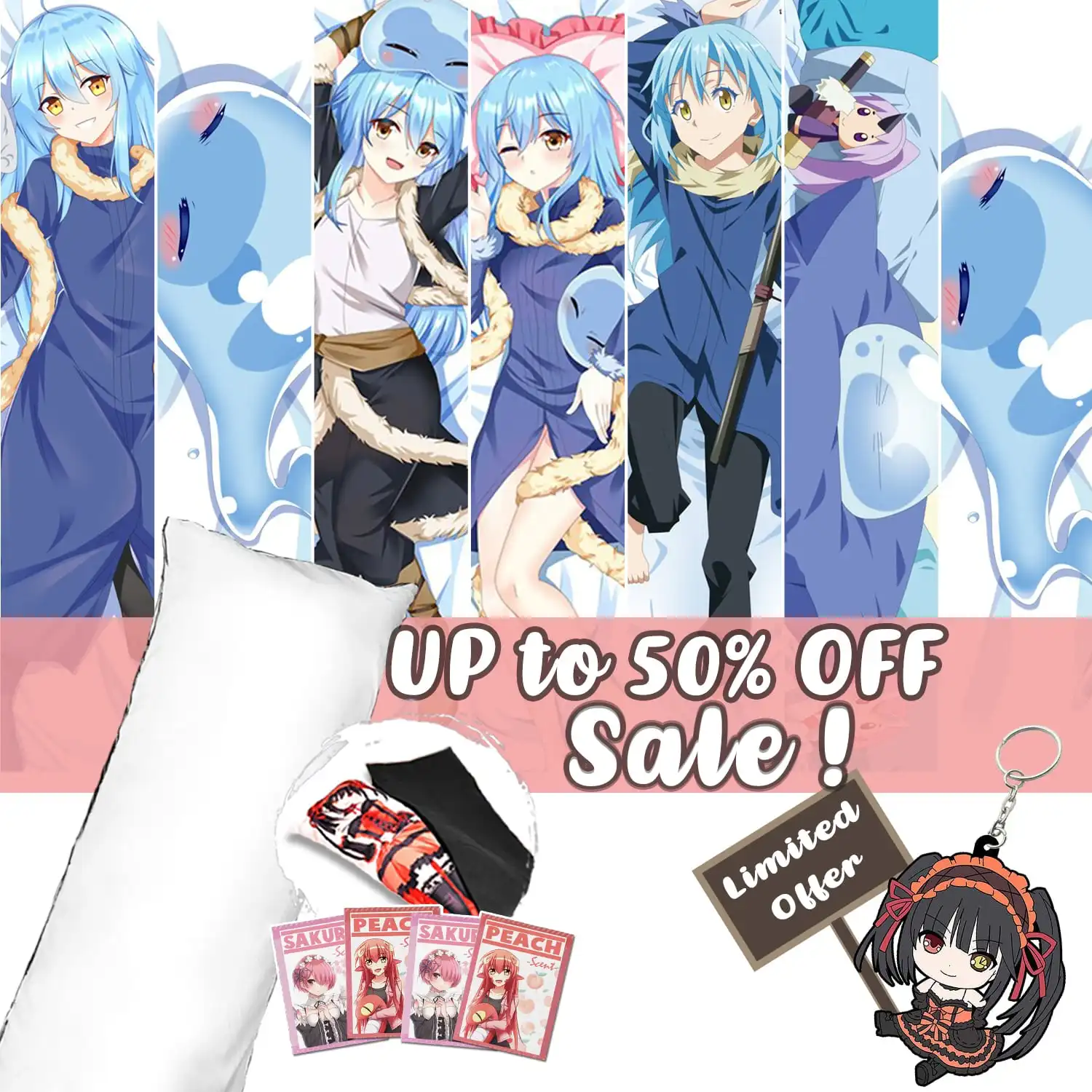 Hobby Express Anime Dakimakura Japanese Otaku Waifu Life Size Hugging Body Pillow Cover Rimuru Tensei shitara Slime Datta Ken