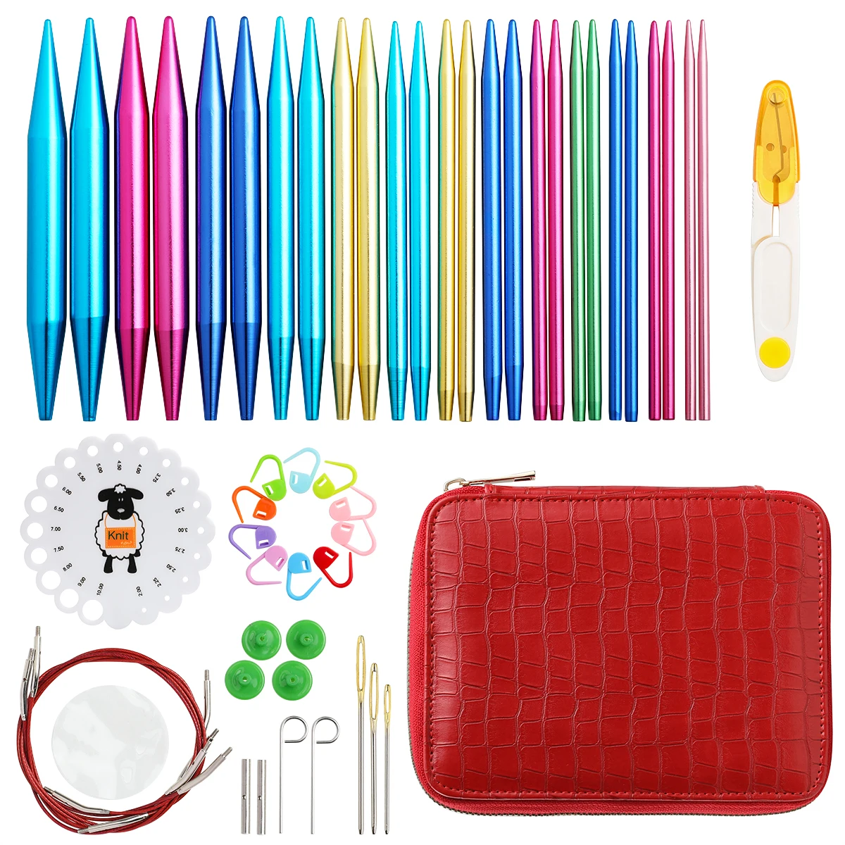 

36 PCS/51 PCS per set of high-end knitting tools, detachable and replaceable cord aluminum oxide circular knitting needle set.